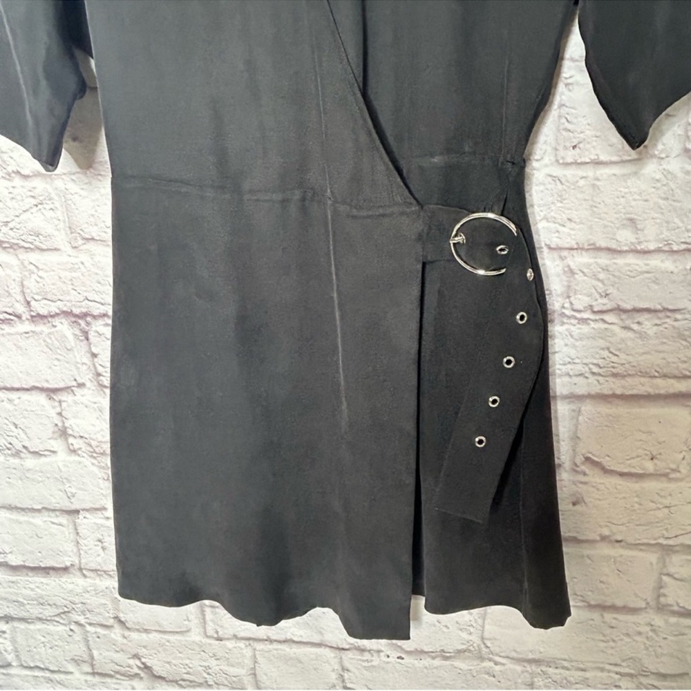 Third Form Black Eclipse Belted Wrap Mini Dress - image 8